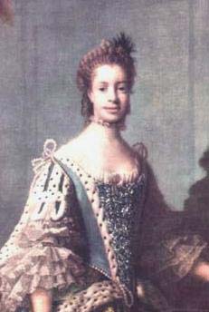 Queen Charlotte as painted by Allan Ramsay in 1762.